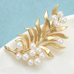 Faux Pearl Leaf Brooch – alternate view 2