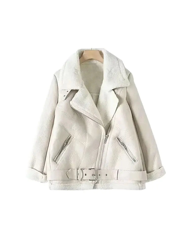 Women's Thick Warm Winter Faux Leather Oversized Jacket
