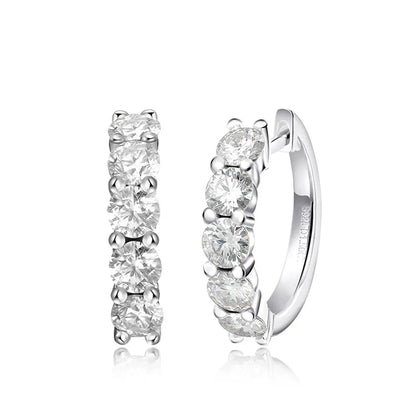 Dazzling Moissanite Loop Earrings in 18k White Gold