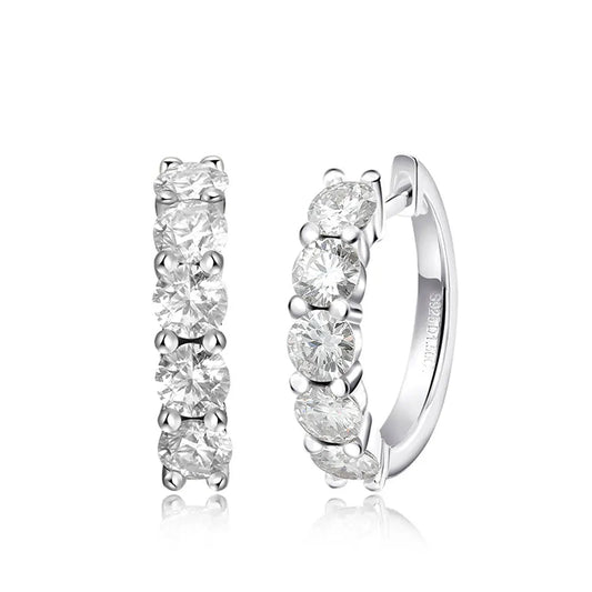 Dazzling Moissanite Loop Earrings in 18k White Gold