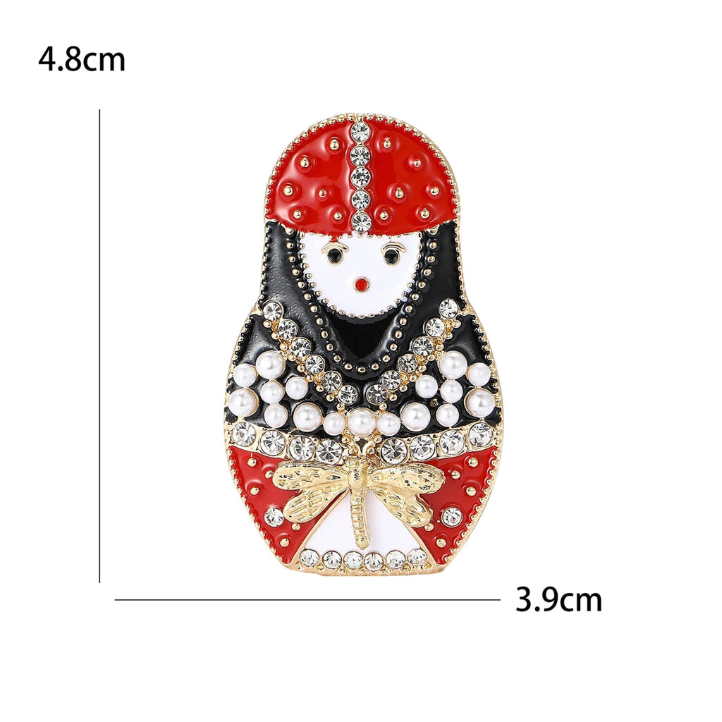 Enamel Crystal Matryoshka Doll Brooch – alternate view 3