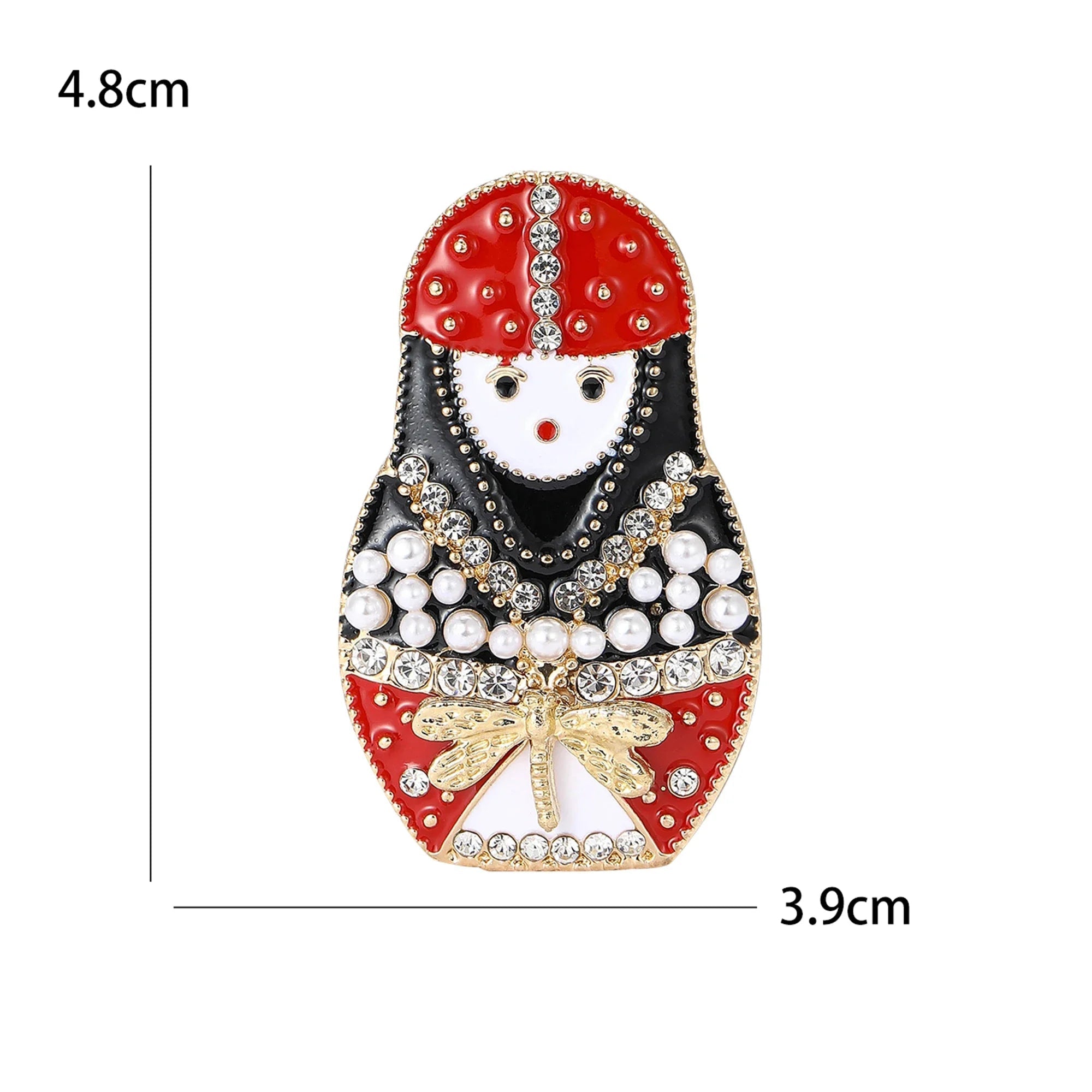 Enamel Crystal Matryoshka Doll Brooch – alternate view 3