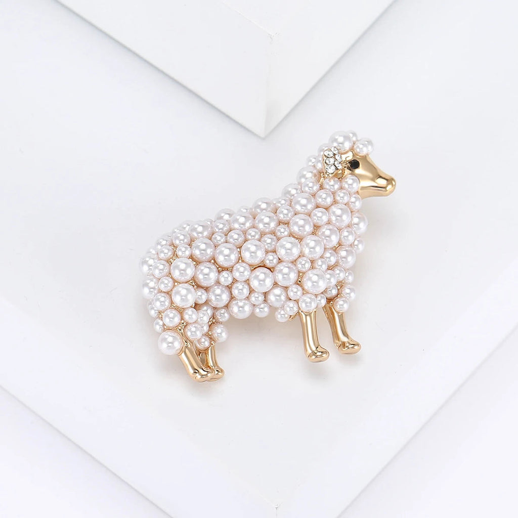 Faux Pearl Sheep Brooch – alternate view 3