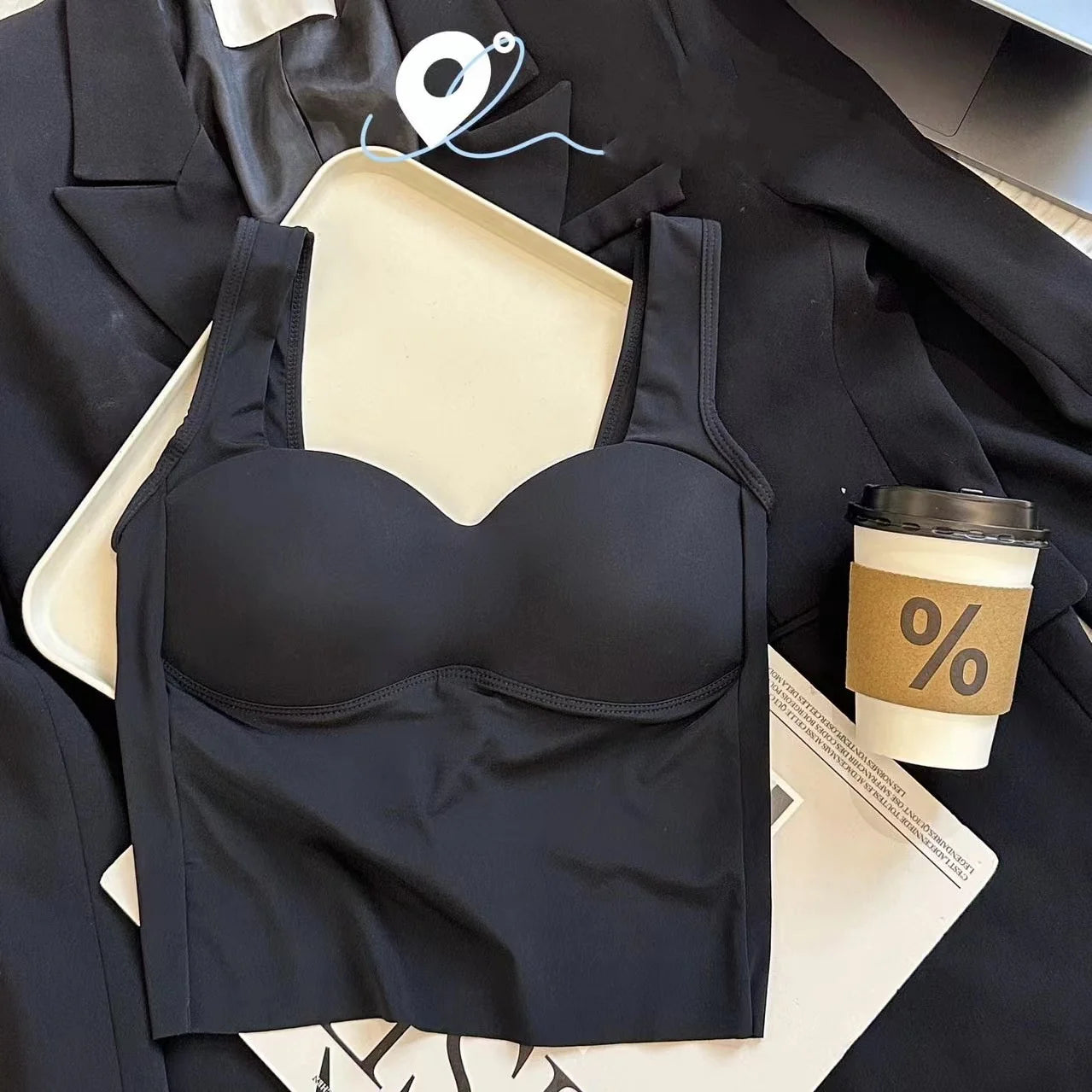 Ice Silk Seamless U-Back Bra with Fixed Cups