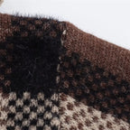Elegant Plaid Pocket Zipper Sweater Coat for Women