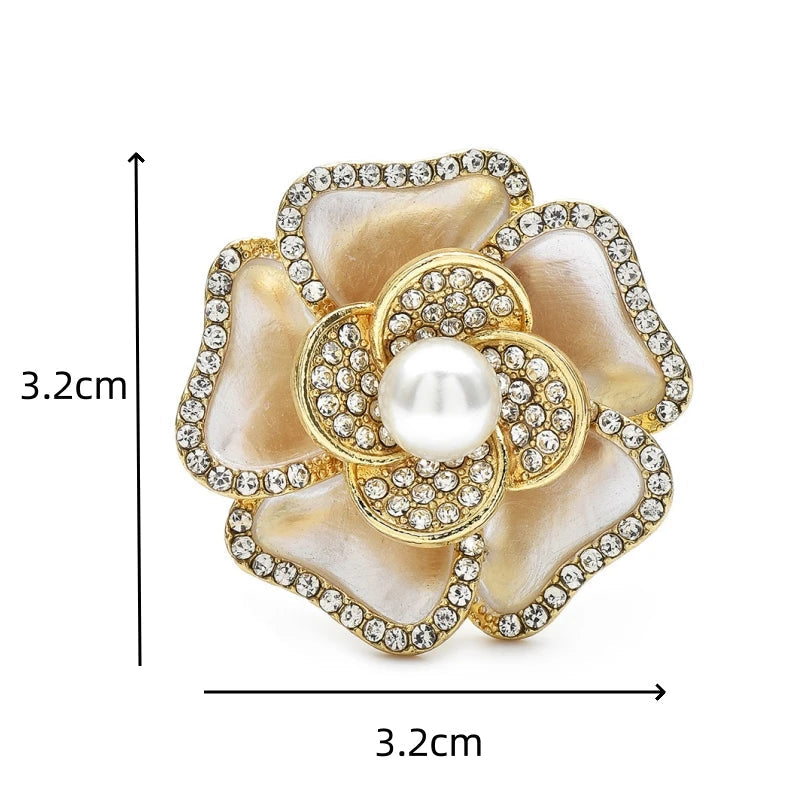 Faux Pearl Crystal Flower Brooch – alternate view 3