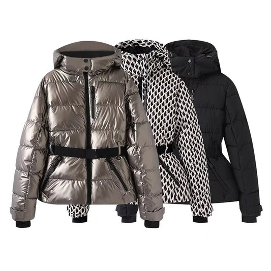 Women's Warm Skiing Hooded Slim Fit Jacket