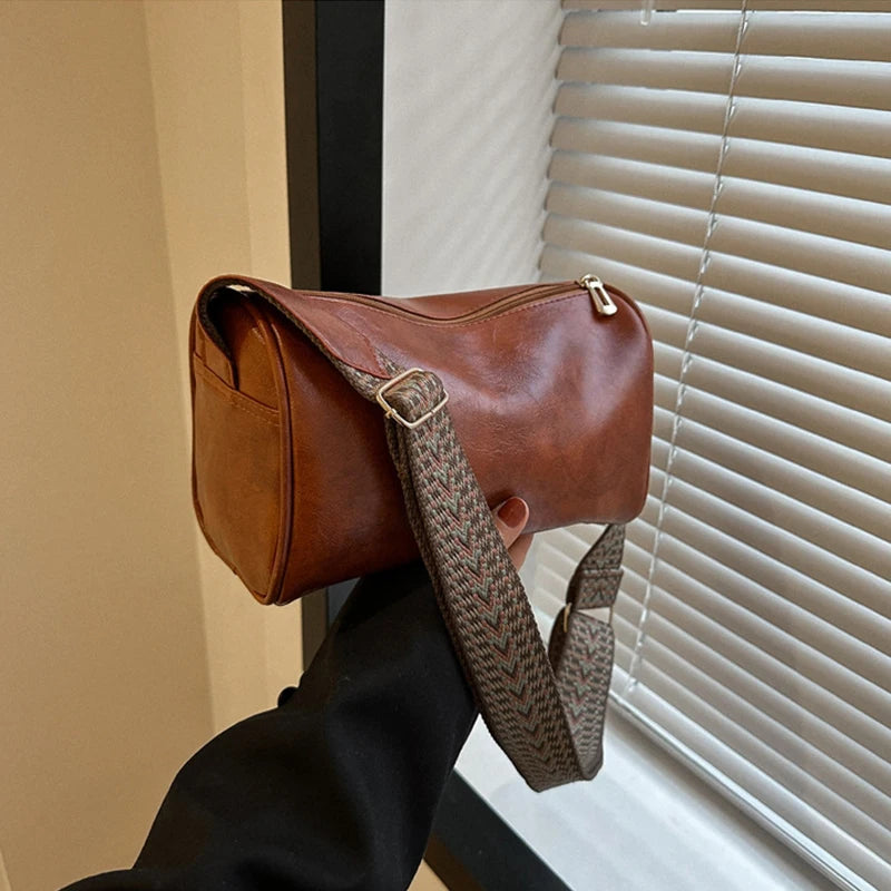 Chic Vintage PU Leather Boston Handbag - Fashion Crossbody