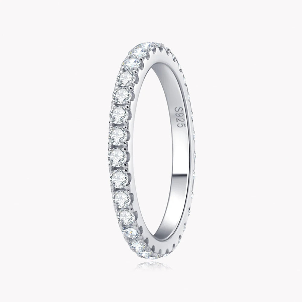 Exquisite Moissanite Eternity Band - 18k White Gold Luxury