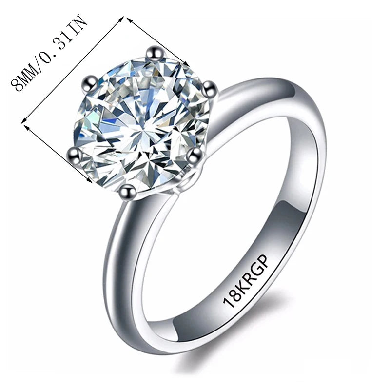 Zirconia Solitaire Ring - 18k White Gold Plated