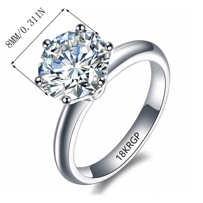 Zirconia Solitaire Ring - 18k White Gold Plated