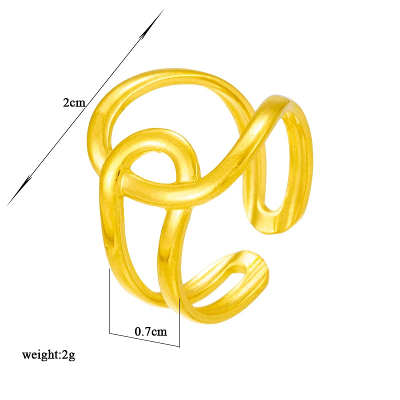Geometrische open ring van roestvrij staal voor dames