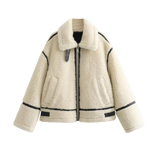 Luxurious Faux Fur Motorcycle Jacket for Women - Autumn 2024