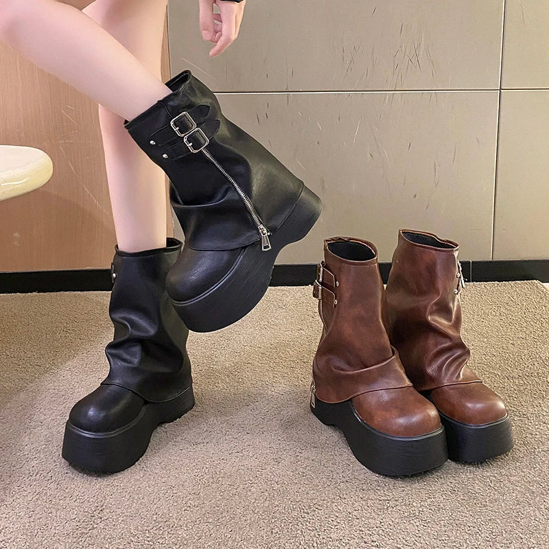 Elegant Wedge Platform Ankle Boots for Women