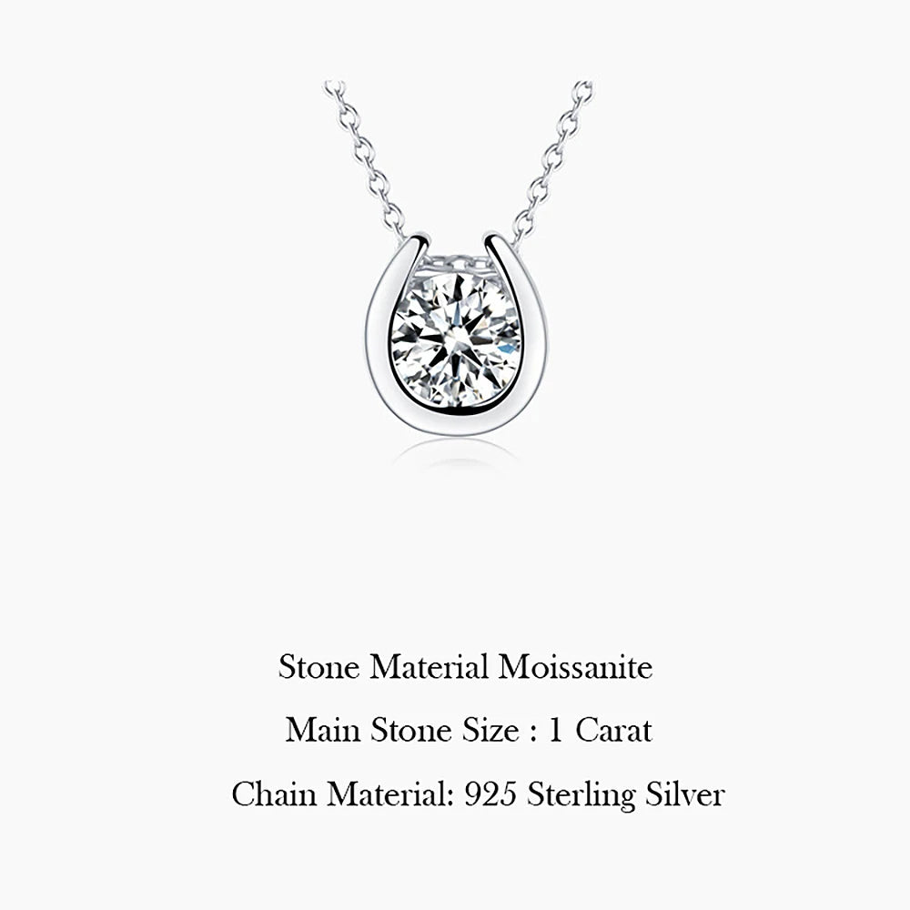 Luxury Moissanite Horseshoe Pendant Necklace