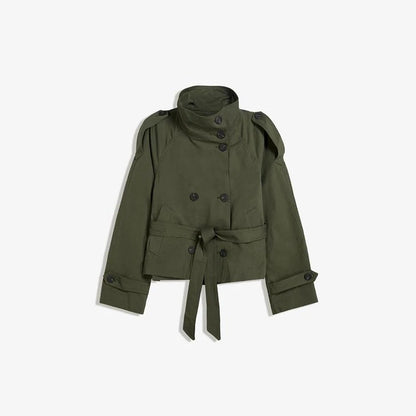 Elegant Women's Double Breasted Belted Trench Coat