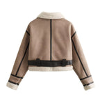 Chic Women's Flip Collar Fur Jacket - Autumn/Winter 2024