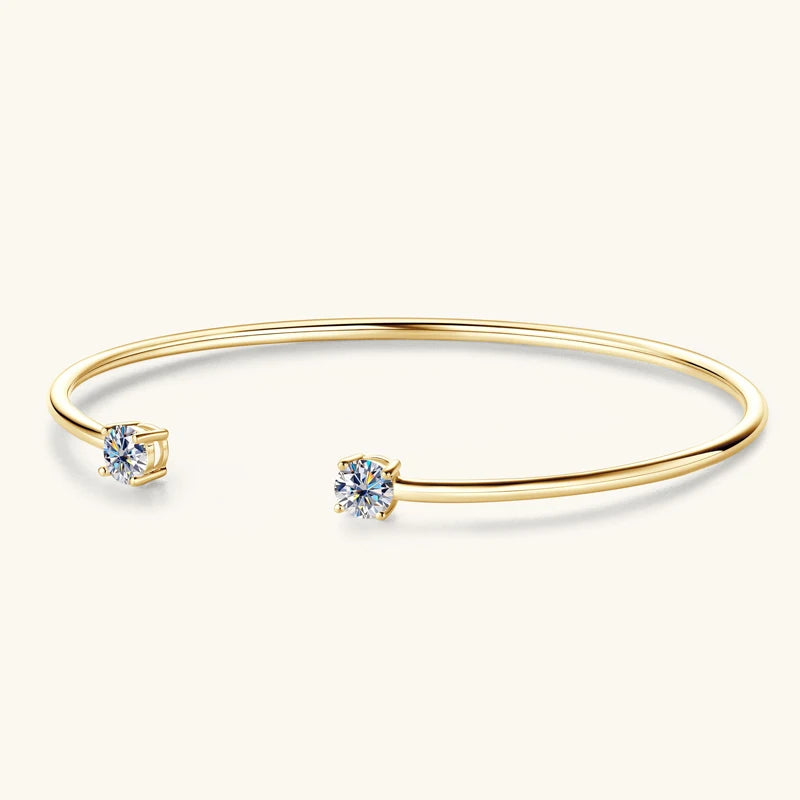 Ivictress 5mm Moissanite Sterling Silver Cuff Bracelet