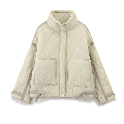 Elegant Stand Collar Women's Cotton Jacket