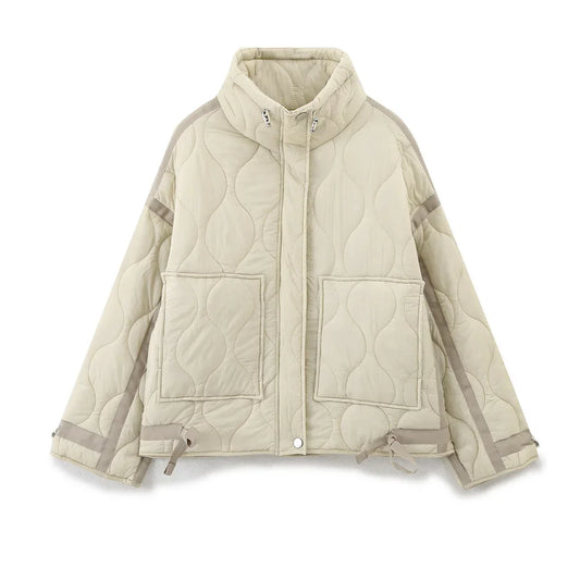 Elegant Stand Collar Women's Cotton Jacket