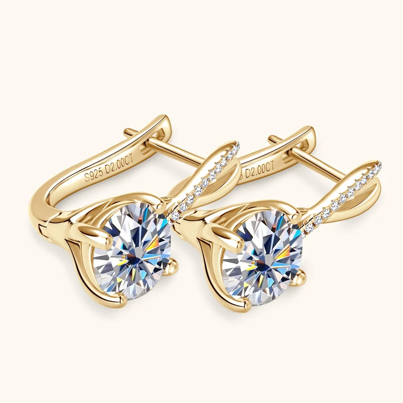 Luxurious Moissanite Drop Earrings - White and Yellow Gold