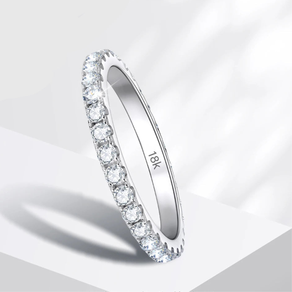 Exquisite Moissanite Eternity Band - 18k White Gold Luxury