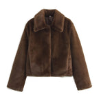Chic Brown Fur-Embellished Jacket for Women
