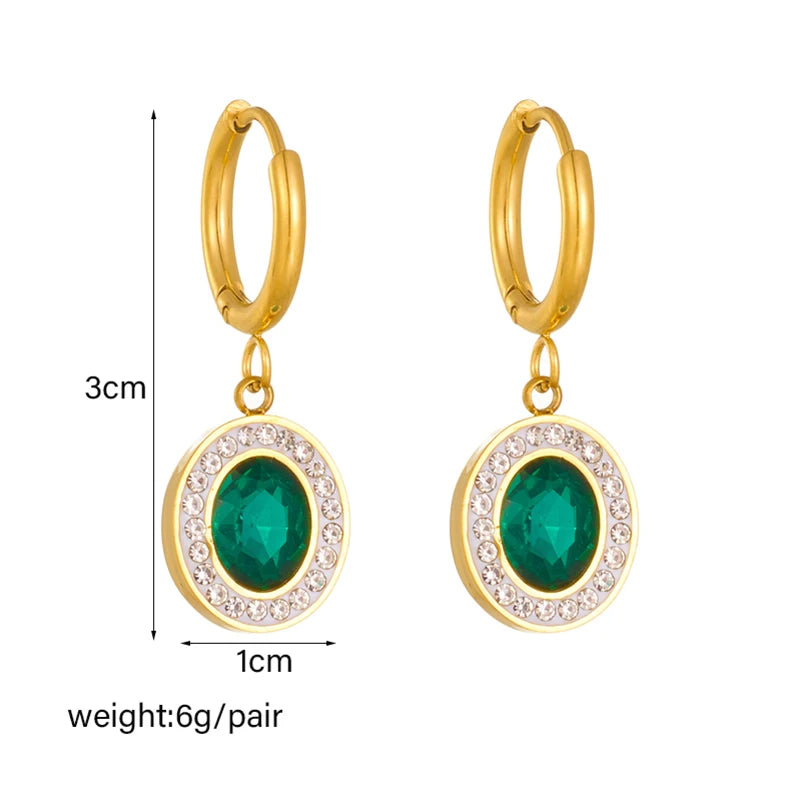 Boucles d'oreilles géométriques en acier inoxydable et cristal