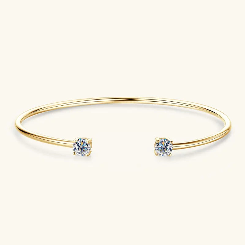 Ivictress 5mm Moissanite Sterling Silver Cuff Bracelet