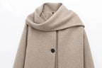 Elegant Women's Scarf Neck Long Sleeve Coat