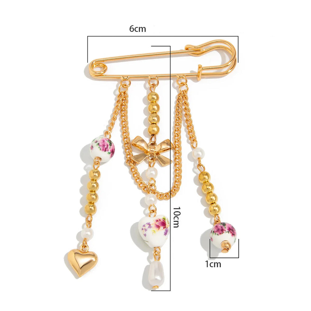 Faux Pearl Heart Brooch – alternate view 5