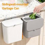 9L Wall Mounted Trash Can with Slide Lid for Kitchen & Bathroom