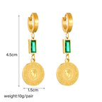 Boucles d'oreilles géométriques en acier inoxydable et cristal