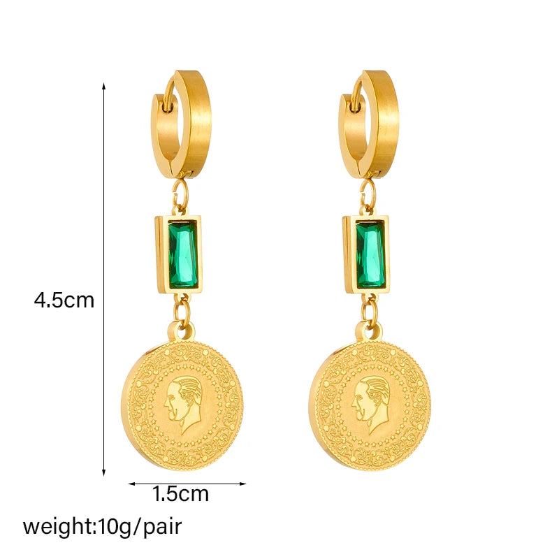 Boucles d'oreilles géométriques en acier inoxydable et cristal