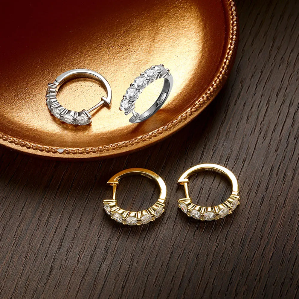 Dazzling Moissanite Loop Earrings in 18k Yellow Gold