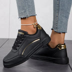 Women's Faux Leather Platform Sneakers - Comfort & Style