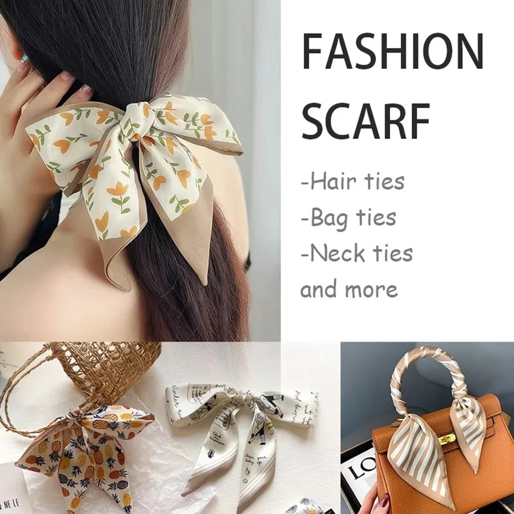 Élodie Satin Ribbon Scarf Set – 4 Pieces