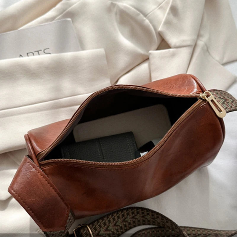 Chic Vintage PU Leather Boston Handbag - Fashion Crossbody