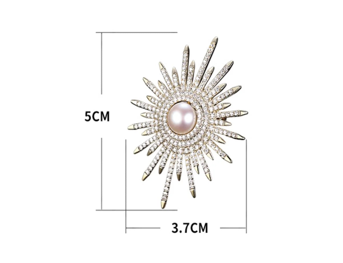 Faux Pearl Sunflower Brooch – alternate view 3