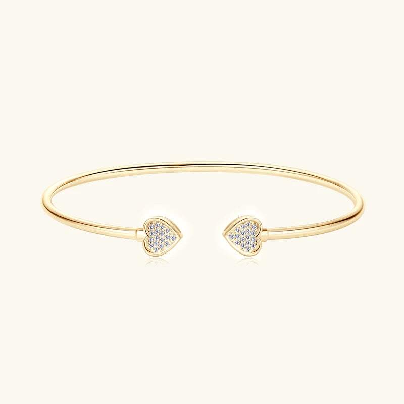 Ivictress 5mm Moissanite Sterling Silver Cuff Bracelet