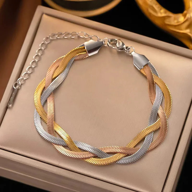 Elegantes Armband-Halsketten-Set aus Titanstahl