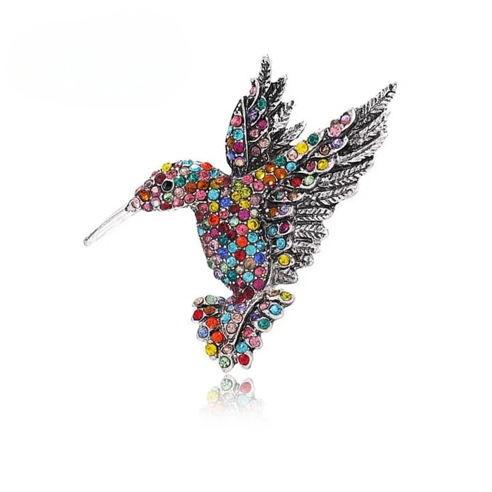 Crystal Hummingbird Brooch