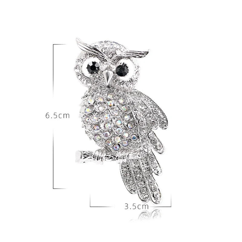 Crystal Owl Brooch