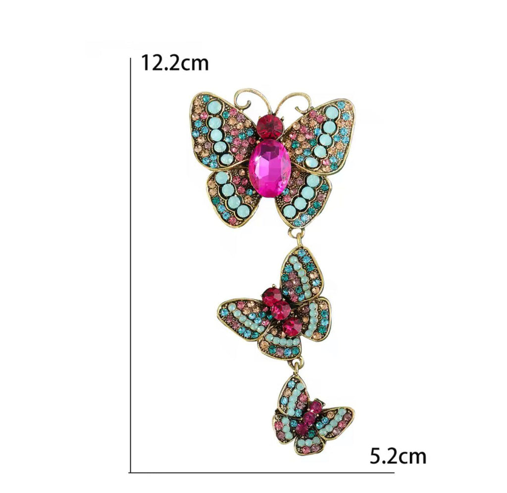 Vintage Crystal Butterfly Brooch Set – alternate view 3