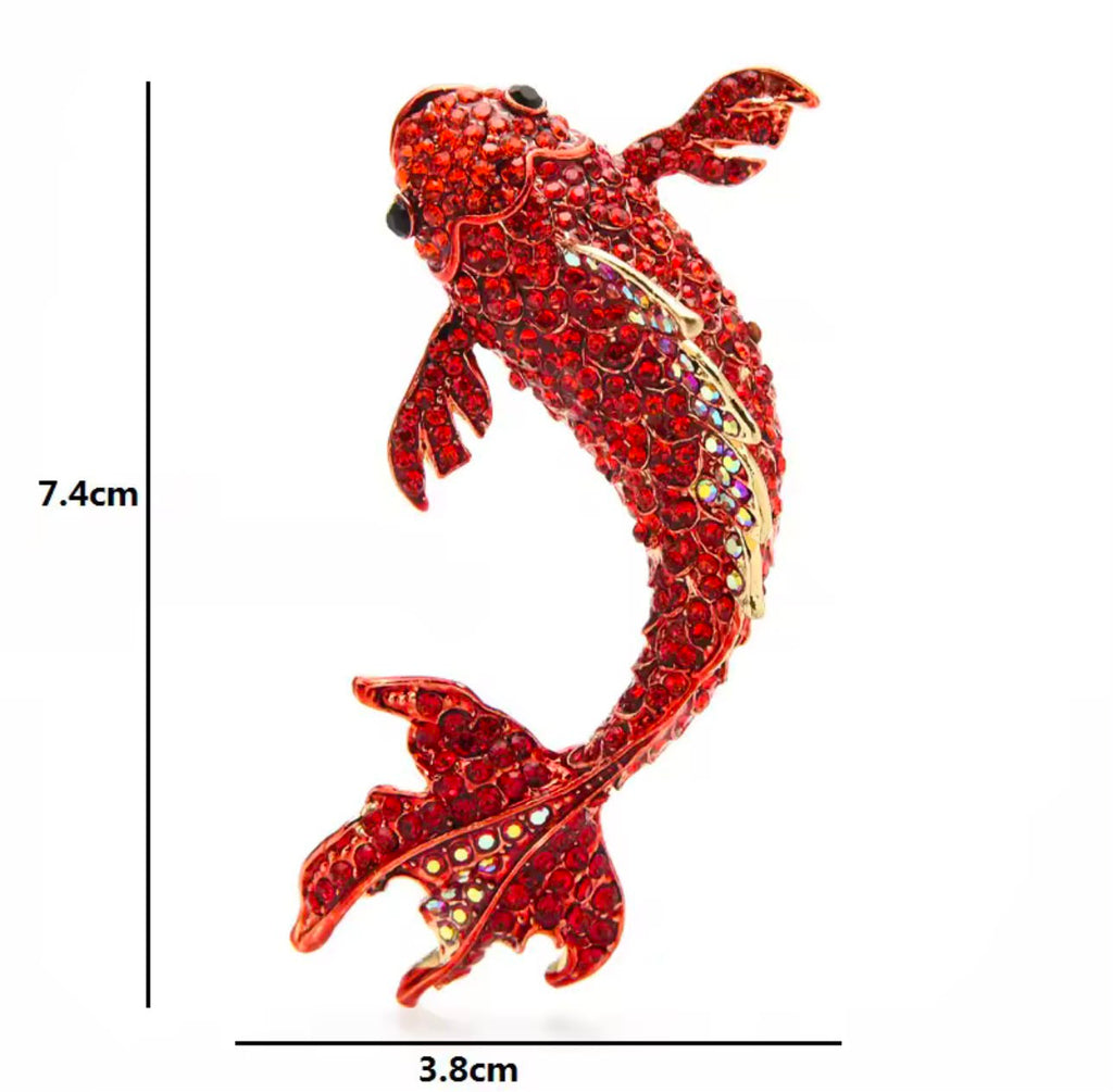 Enamel Crystal Koi Fish Brooch – alternate view 4