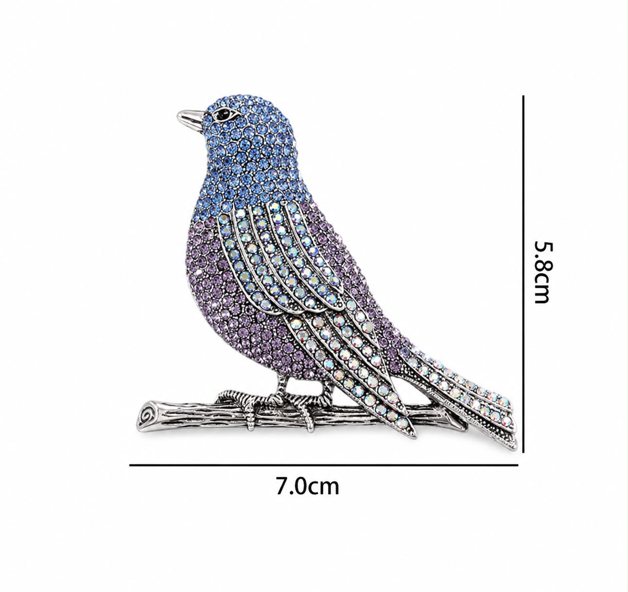Vintage Crystal Bird Brooch – alternate view 2