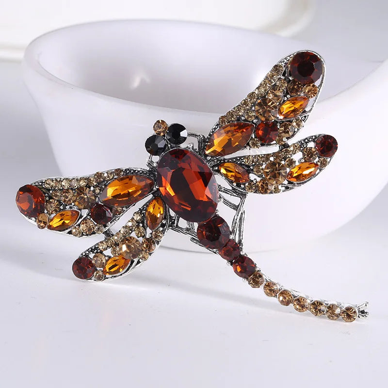 Crystal Dragonfly Brooch