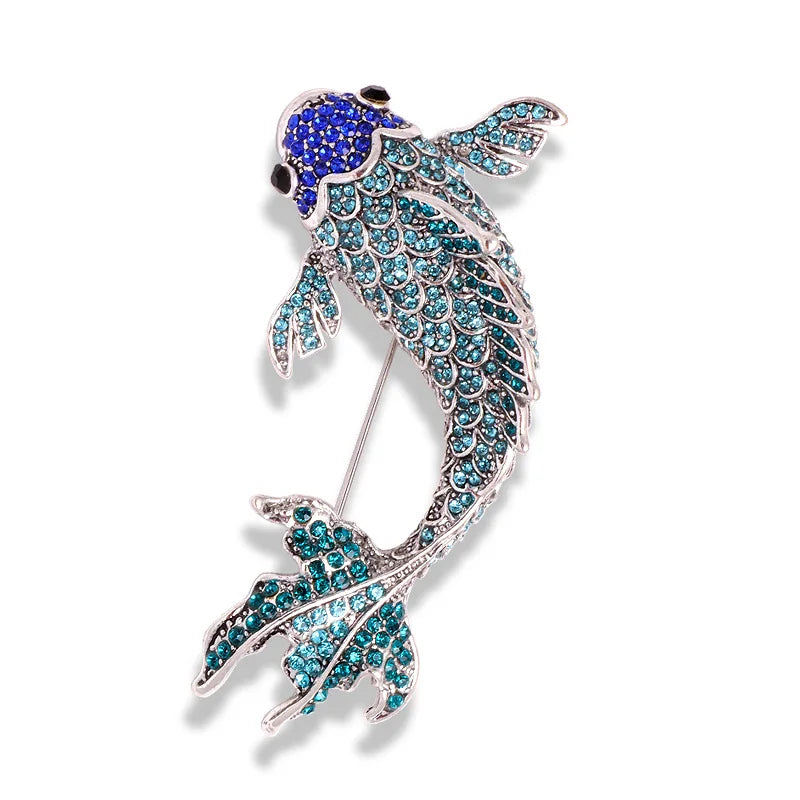 Enamel Crystal Koi Fish Brooch