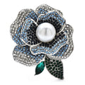 Crystal Rose Flower Brooch