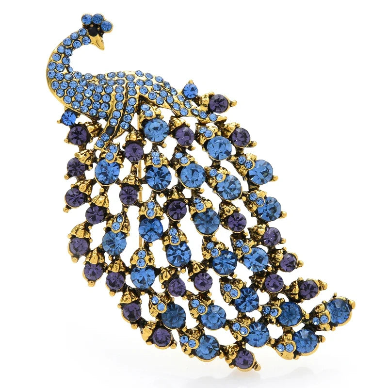 Crystal Peacock Brooch
